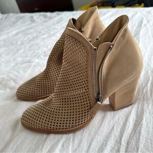 Paul Green Tan Ankle Booties with Perforated Design